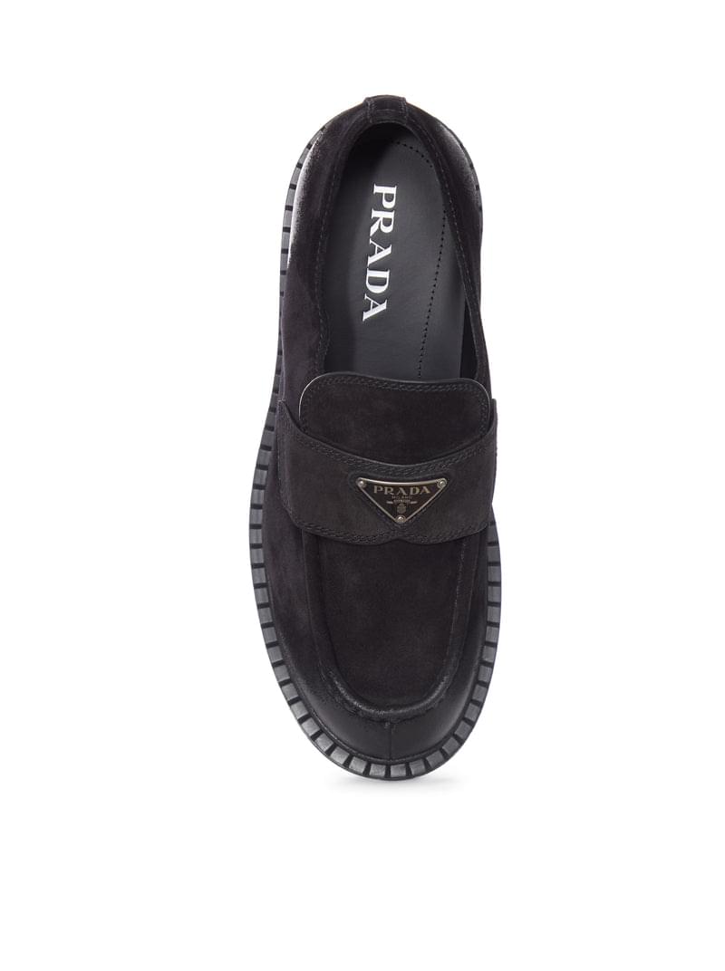 Prada Men Suede Loafers With A Distressed Finish PRADA
