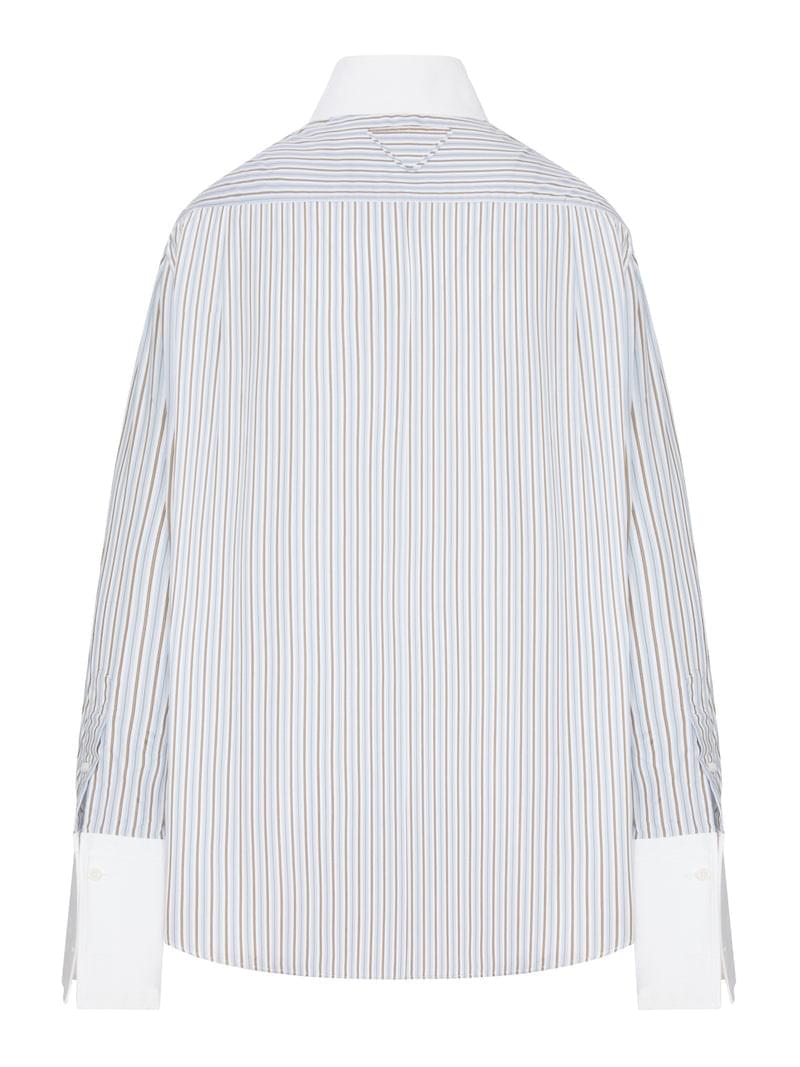 Prada Women Striped Cotton Shirt With Contrasting Cuffs PRADA