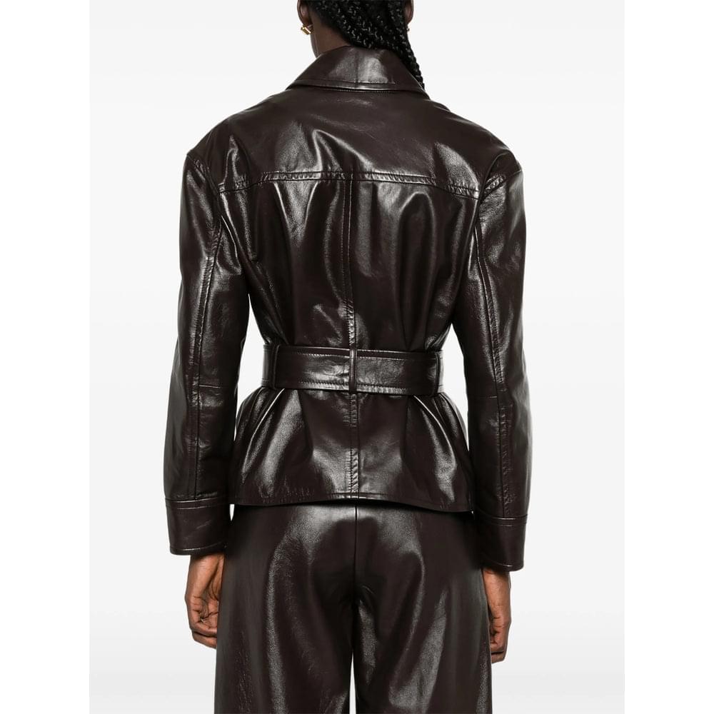 Max Mara Studio Brown Jackets - Leather Jackets Women MAX MARA STUDIO