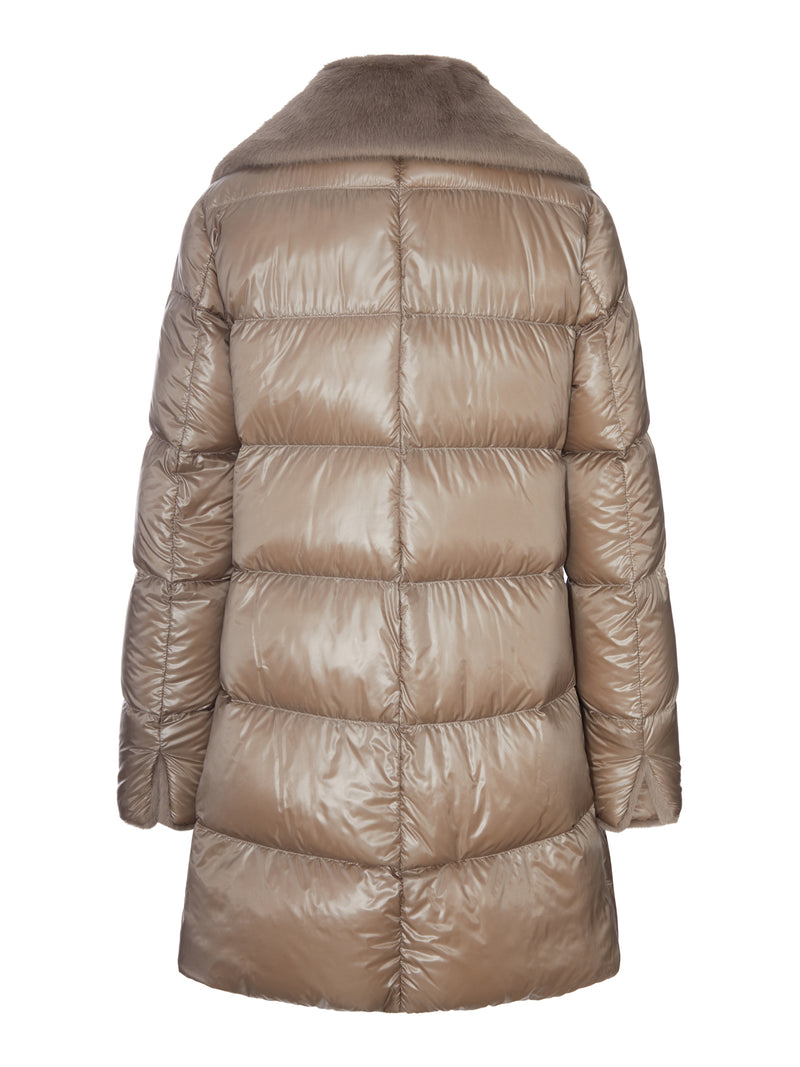Herno Women Long Puffer Coat With Faux Fur Collar HERNO