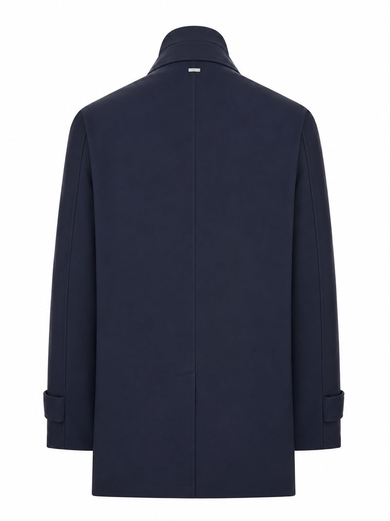 Herno Men Waterproof Technical Fabric Coat With Buttons And A High Collar HERNO