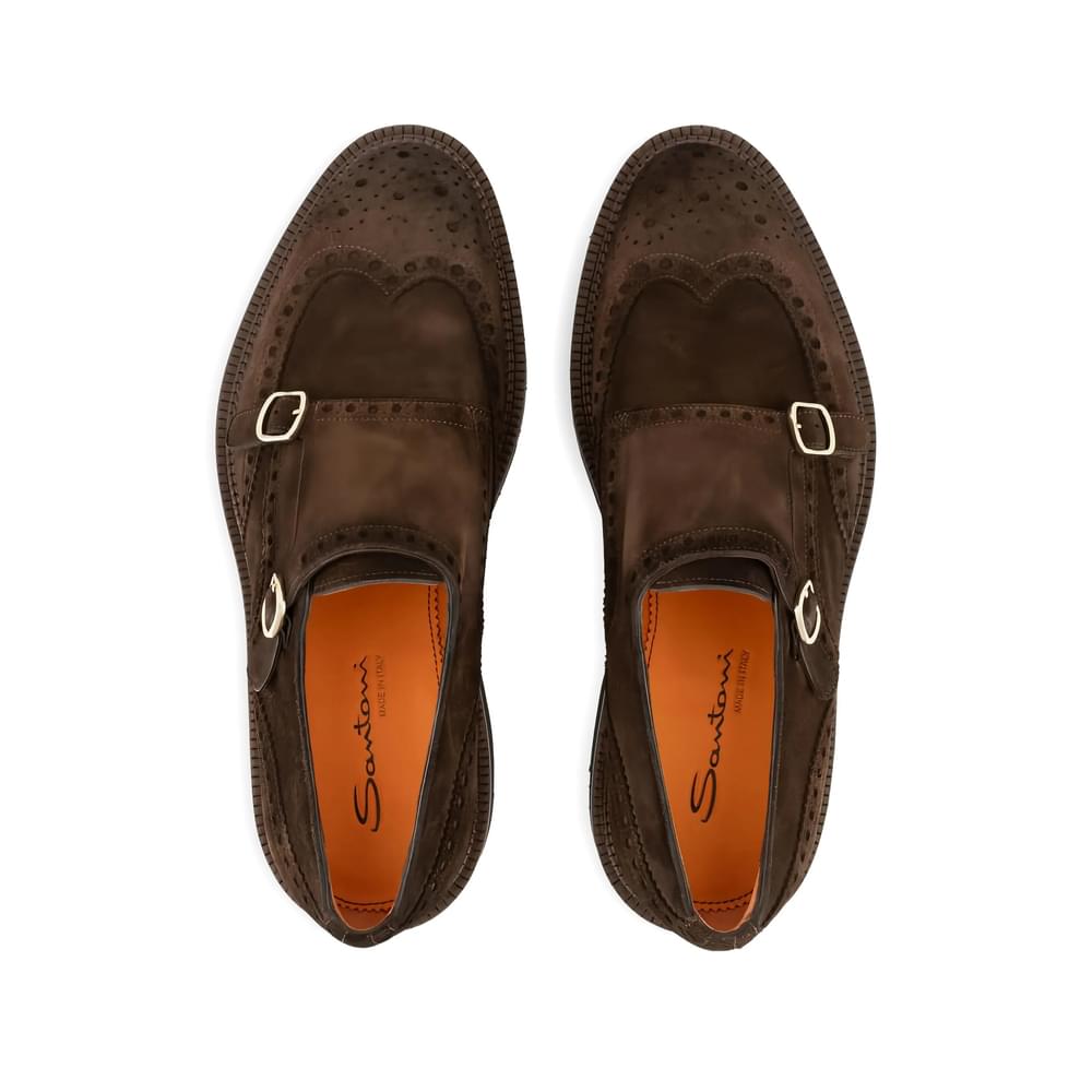 Santoni Brown Monk Shoes Men SANTONI