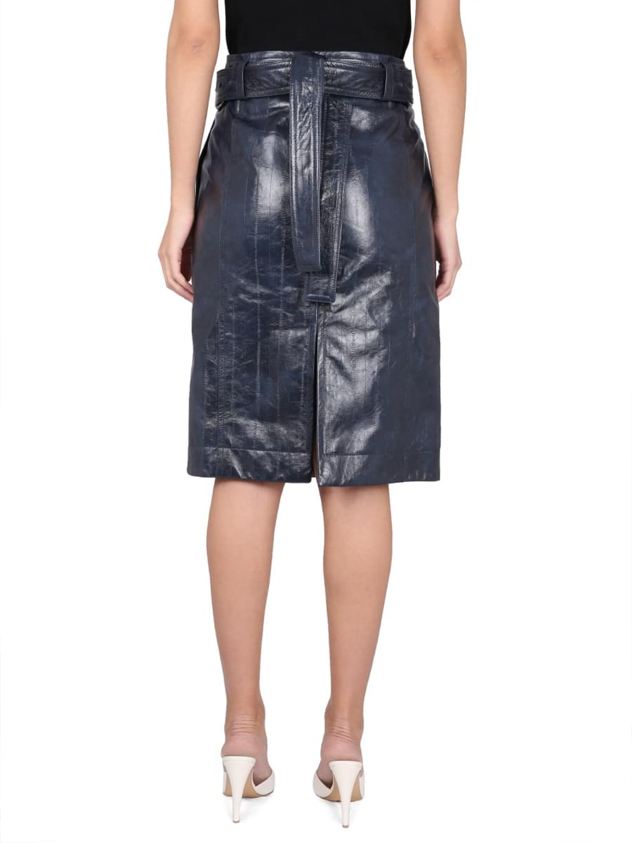 Bottega Veneta Women Leather Midi Skirt BOTTEGA VENETA
