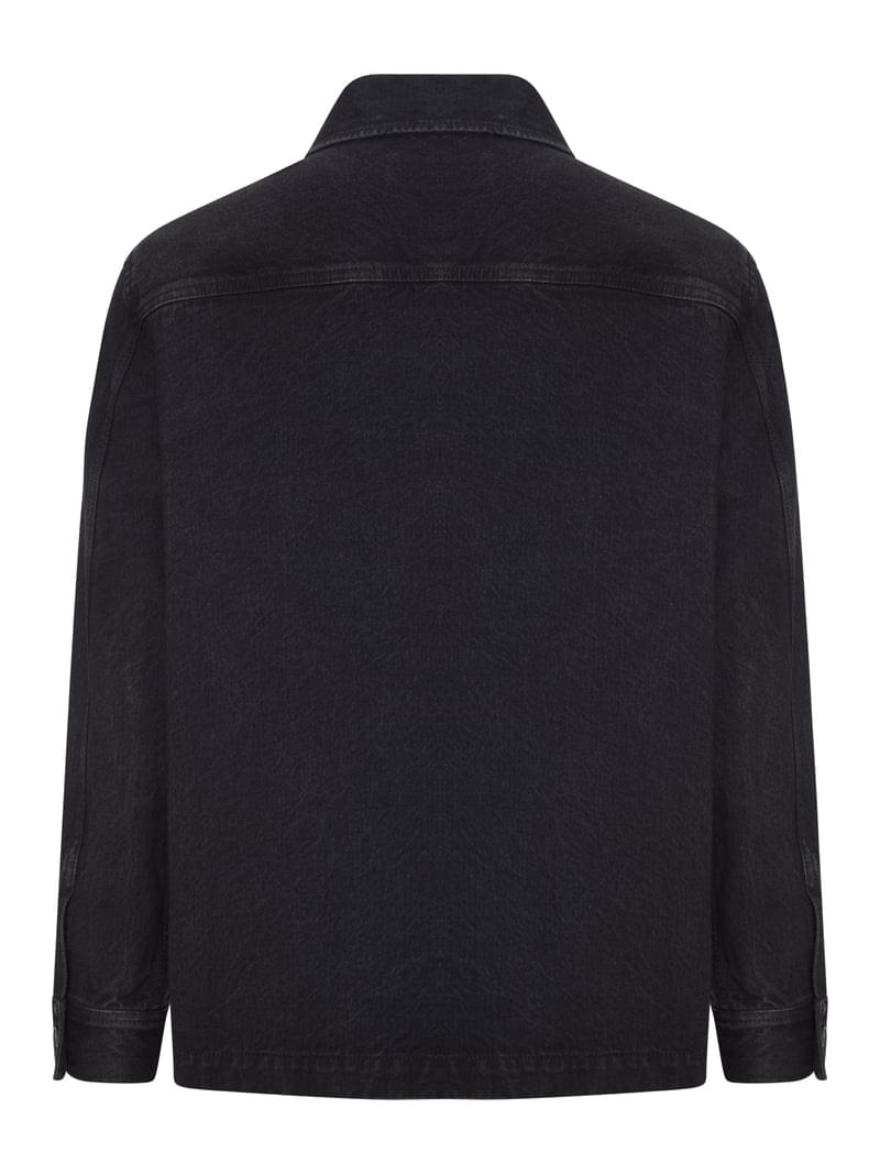 Saint Laurent Men Overshirt Cassandre In Denim Black Sand SAINT LAURENT