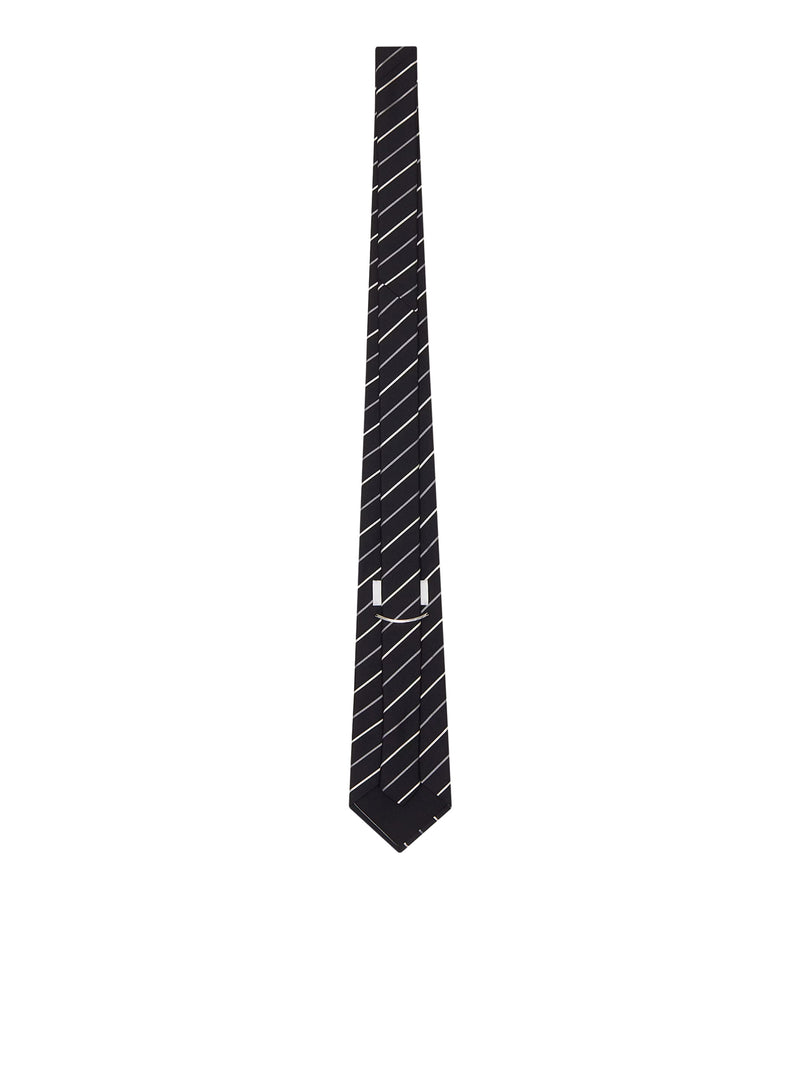 Saint Laurent Men Wide Striped Silk Jacquard Tie SAINT LAURENT