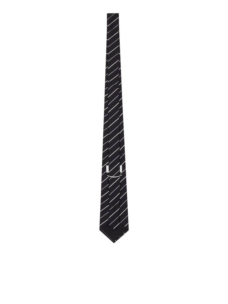 Saint Laurent Men Wide Striped Silk Jacquard Tie SAINT LAURENT
