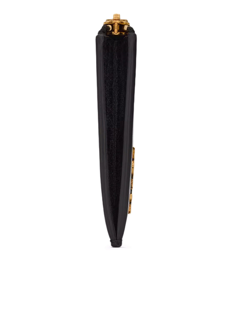 Saint Laurent Men Fragments Tiny Cassandre Zipped Card Holder In Glossy Leather SAINT LAURENT