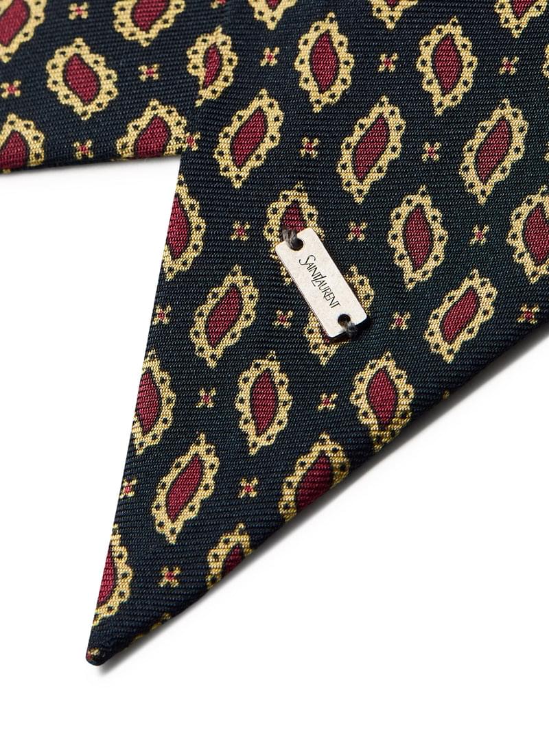 Saint Laurent Men Lavallière Scarf In Silk Twill With Micro Paisley Print SAINT LAURENT