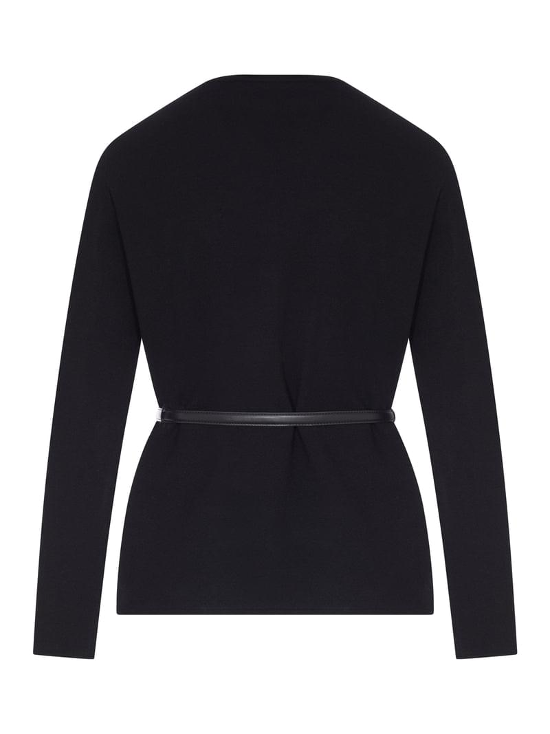 Max Mara Studio Women Wool Cardigan With Leather Profiles And Belt MAX MARA STUDIO
