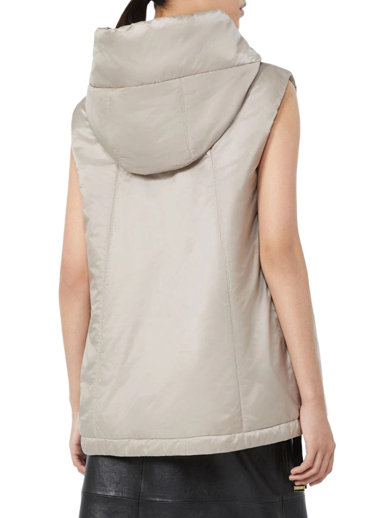 Max Mara The Cube Women Padded Vest With Hood In Waterproof Canvas MAX MARA THE CUBE