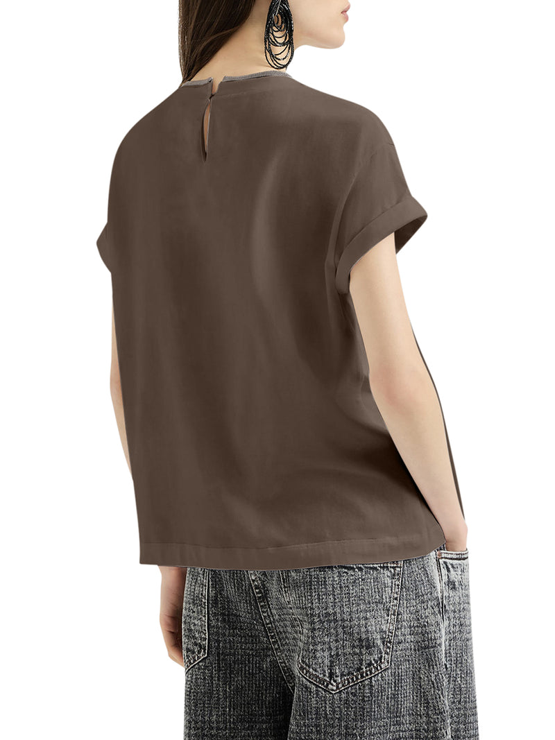 Brunello Cucinelli Women Jersey T-Shirt With Precious Faux Layering BRUNELLO CUCINELLI