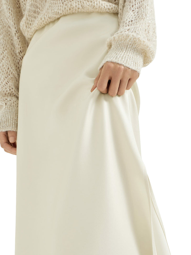 Brunello Cucinelli Women Pencil Fluid Skirt In Cady Satin BRUNELLO CUCINELLI