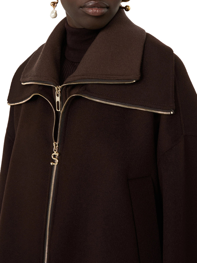 Sportmax Women Pure Wool Bomber Jacket With Removable Front Insert SPORTMAX