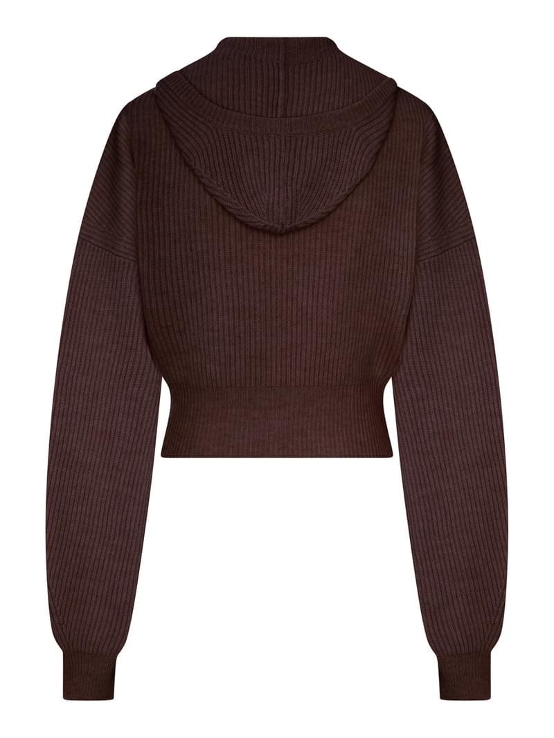 Sportmax Women Ribbed Wool Cardigan With Wide Collar SPORTMAX