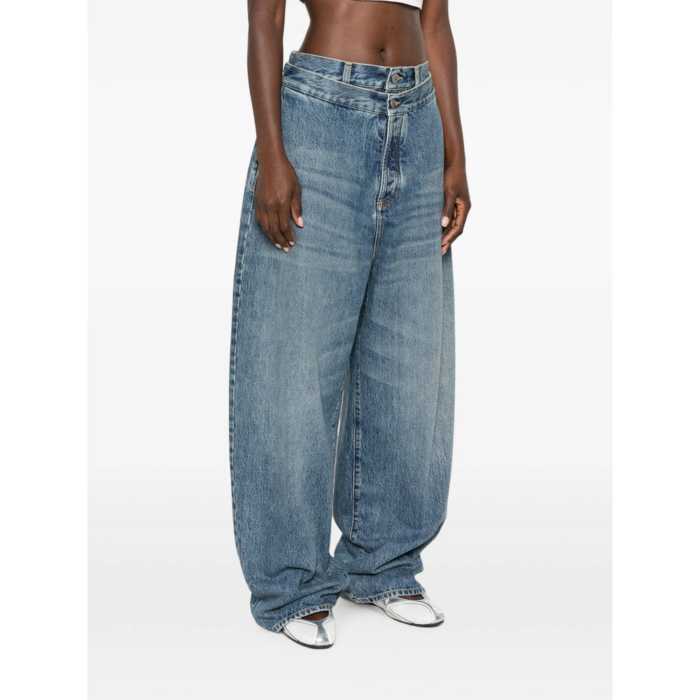 The Attico Blue Denim - Wide-Leg Jeans Women THE ATTICO