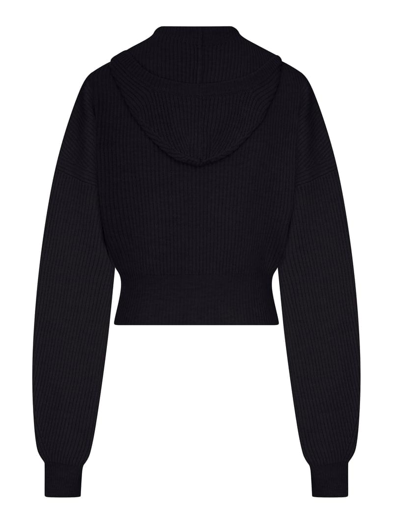 Sportmax Women Ribbed Wool Cardigan With Wide Collar SPORTMAX