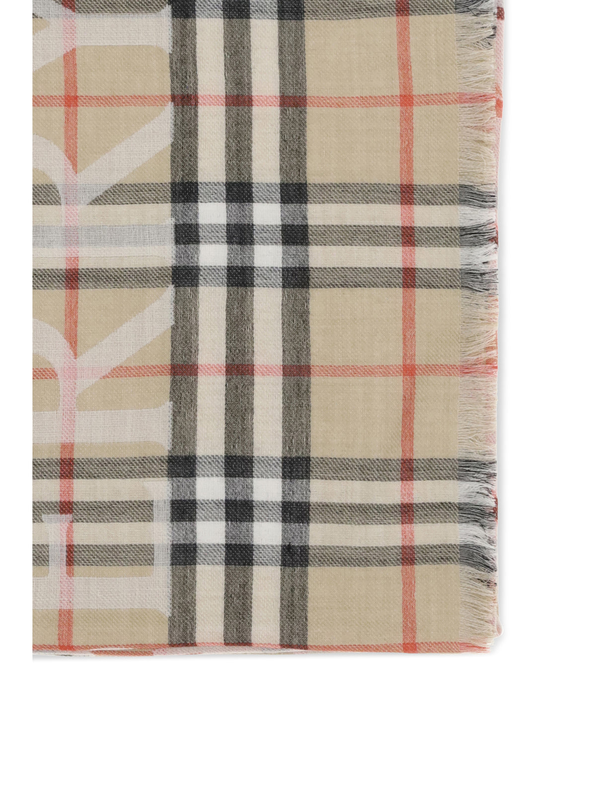 Burberry Men Wide Wool And Silk Check Scarf With Ekd BURBERRY