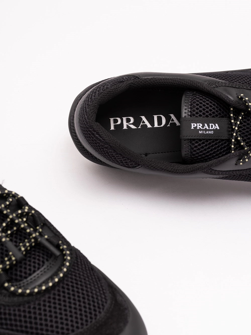 Prada Men Speedrock Leather And Mesh Sneakers PRADA
