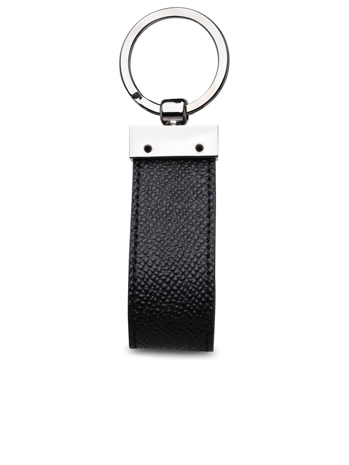 Dolce & Gabbana Black Leather Dauphine Keyring Men DOLCE & GABBANA