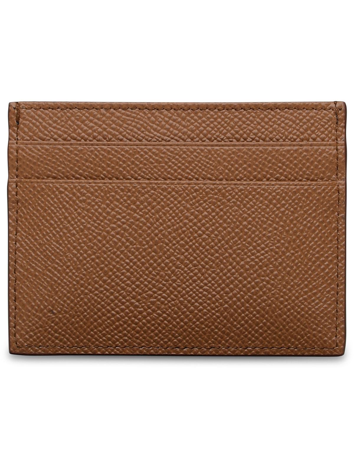 Dolce & Gabbana Brown Calf Leather Card Holder Women DOLCE & GABBANA