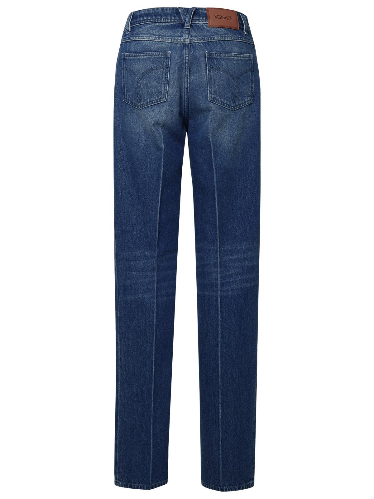 Versace Tailored Blue Cotton Jeans Women VERSACE