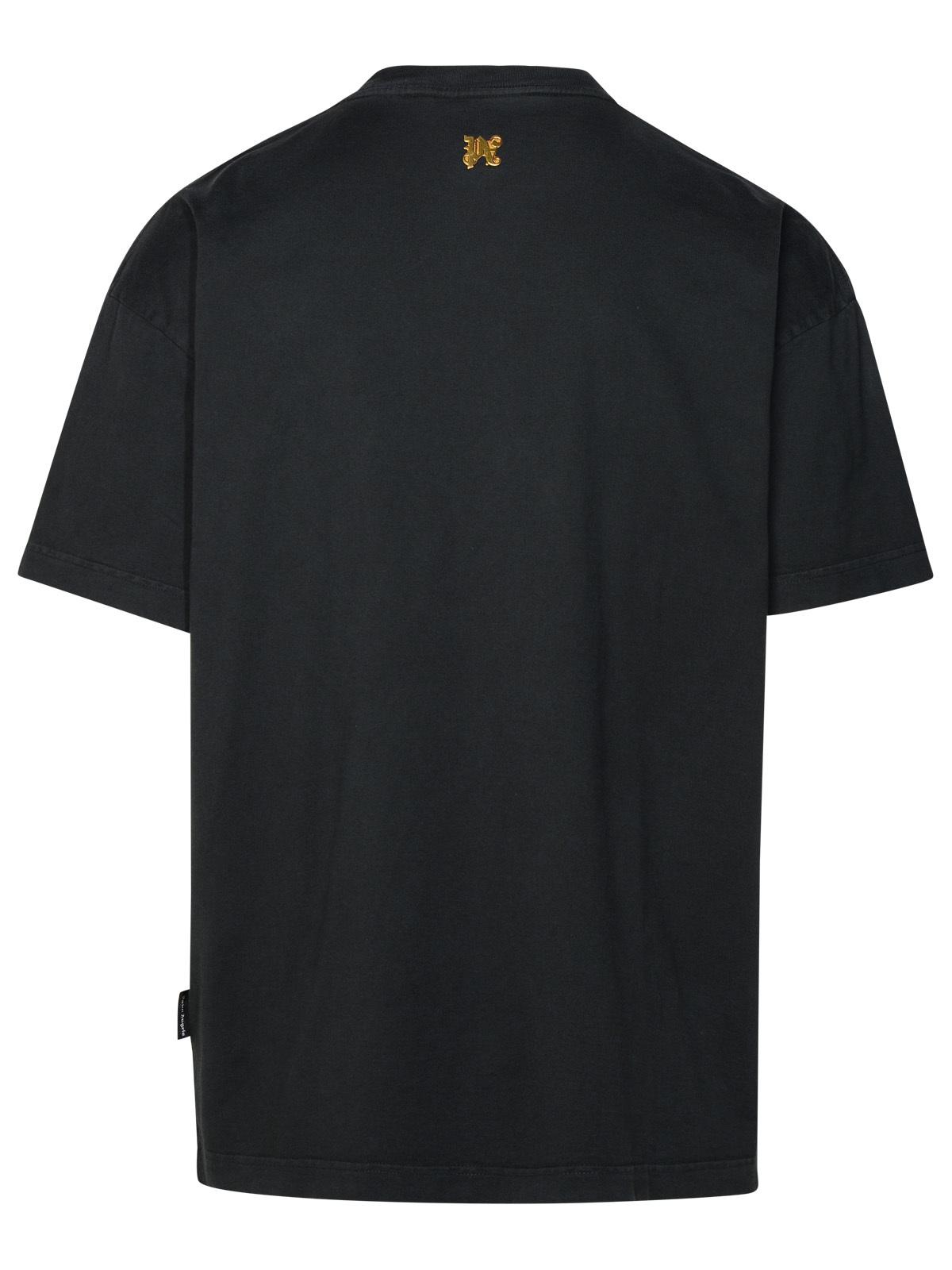 Palm Angels 'Burning Monogram' Black Cotton T-Shirt Men PALM ANGELS