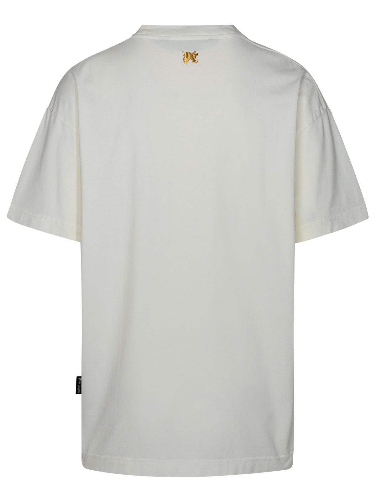 Palm Angels 'Burning Monogram' White Cotton T-Shirt Men PALM ANGELS
