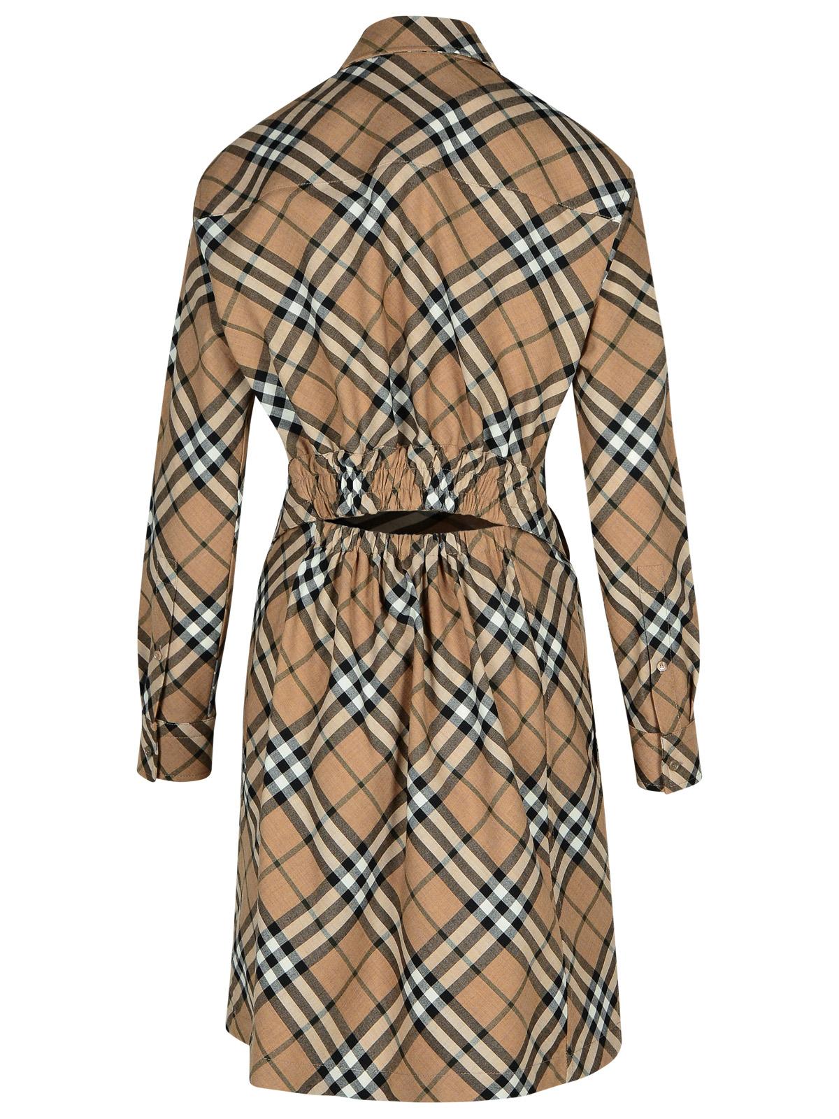 Burberry 'Check' Dress In Beige Wool Blend Women BURBERRY