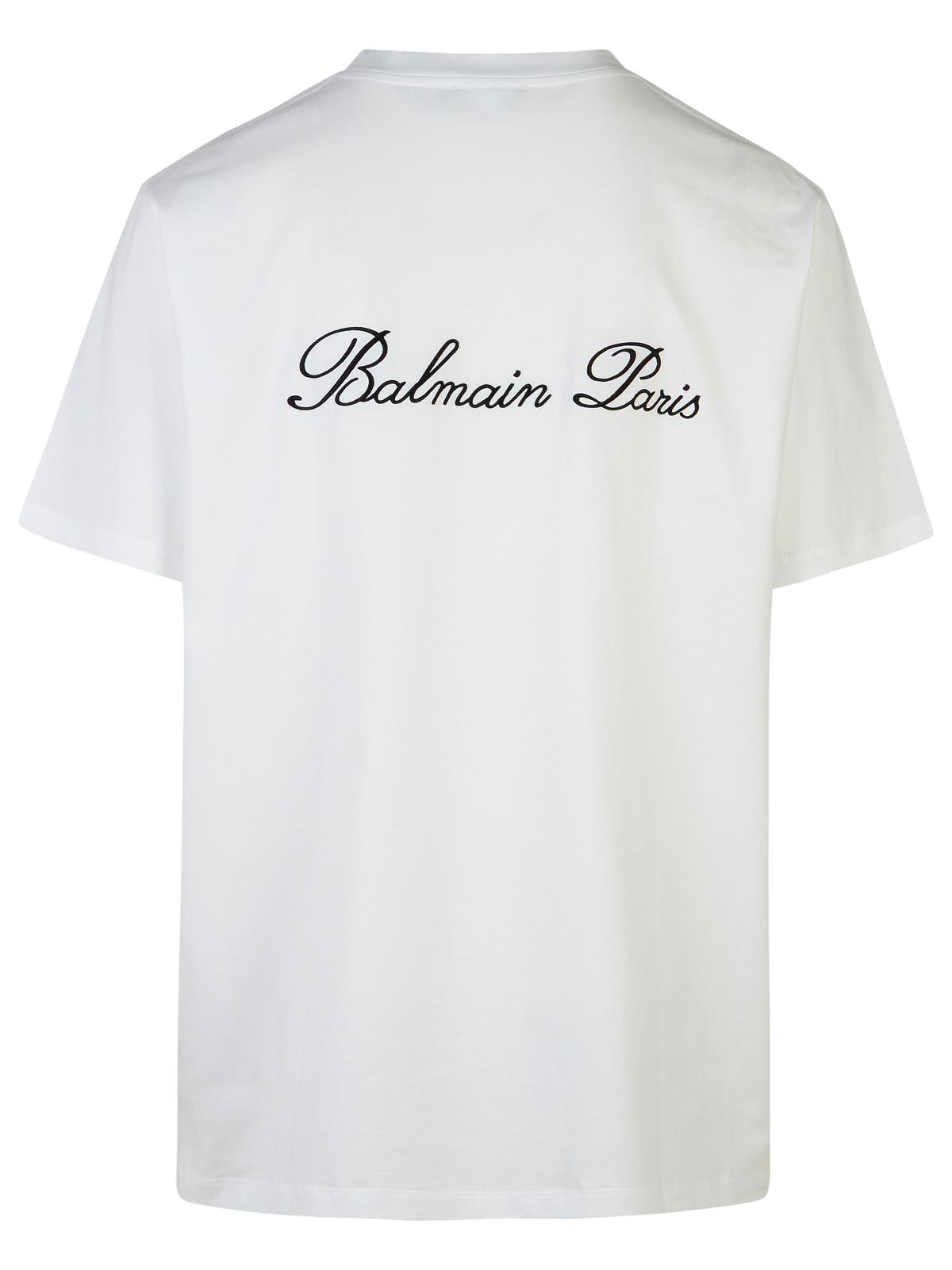 Balmain 'Signature' White Cotton T-Shirt Men BALMAIN