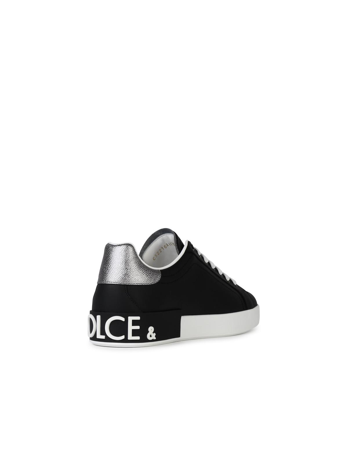 Dolce & Gabbana 'Portofino' Black Leather Sneakers Men DOLCE & GABBANA