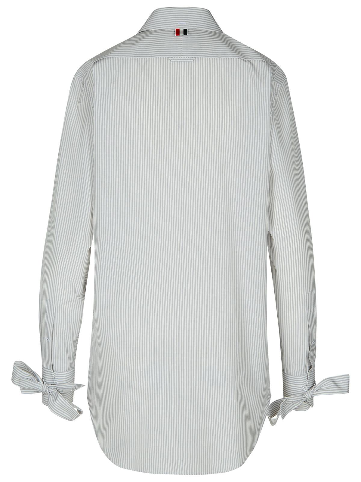 Thom Browne Long Shirt In Grey Silk Blend Women THOM BROWNE