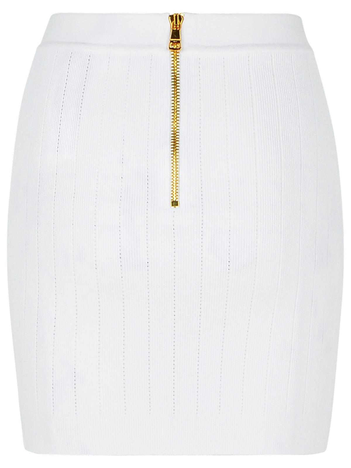 Balmain Mini Skirt In White Viscose Blend Women BALMAIN