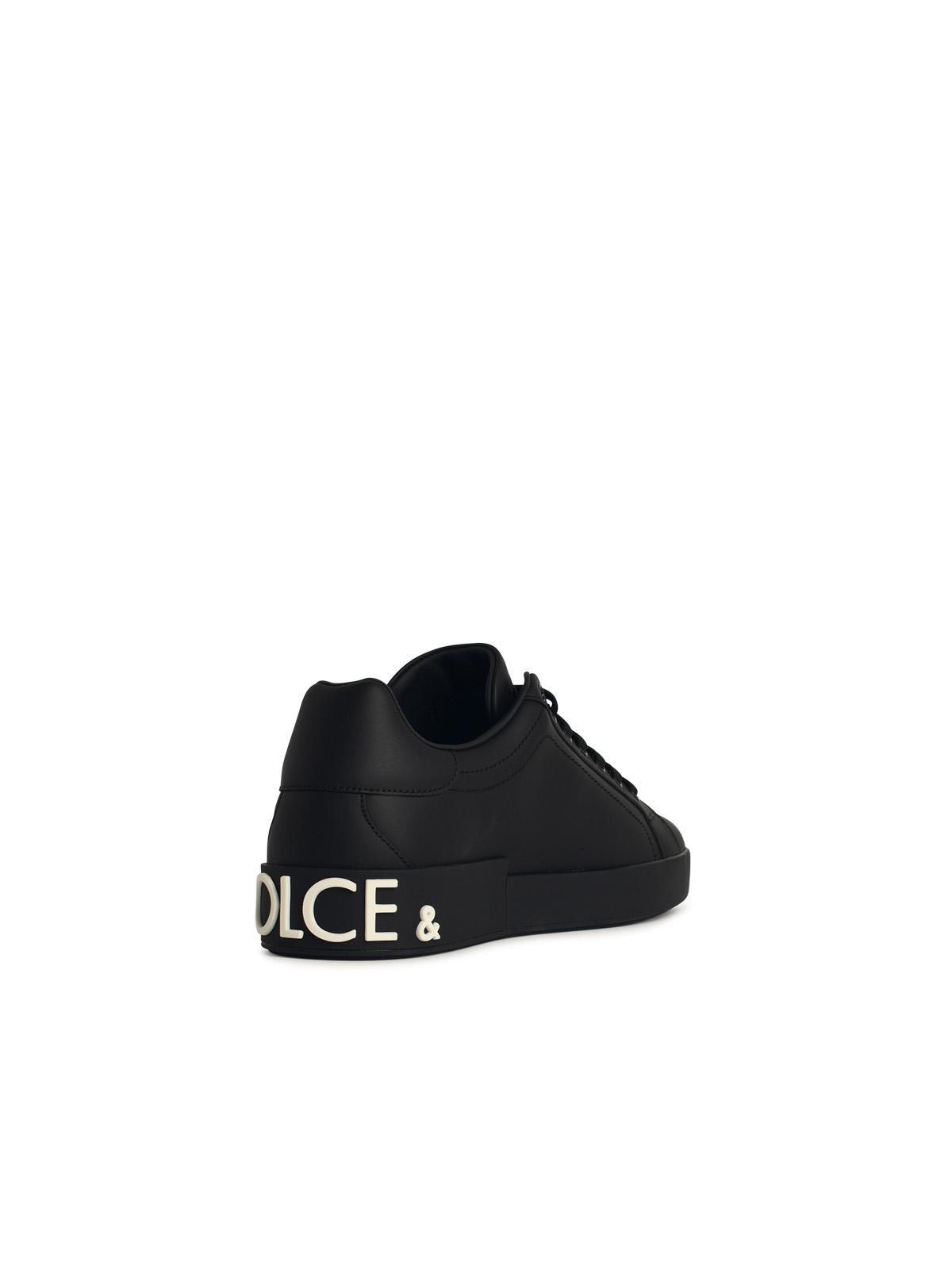 Dolce & Gabbana Portofino Black Leather Sneakers Men DOLCE & GABBANA