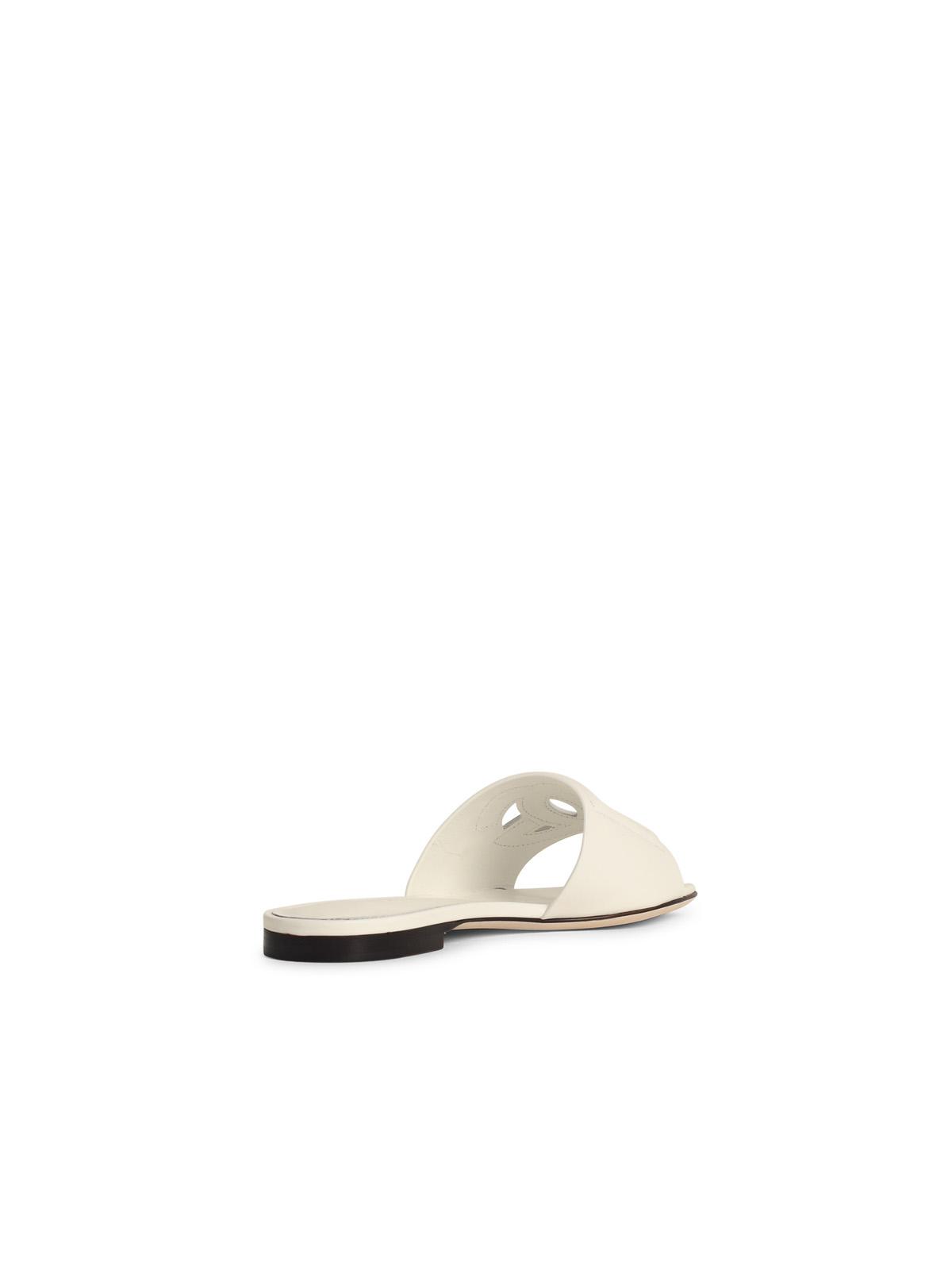 Dolce & Gabbana White Leather Slippers Women DOLCE & GABBANA