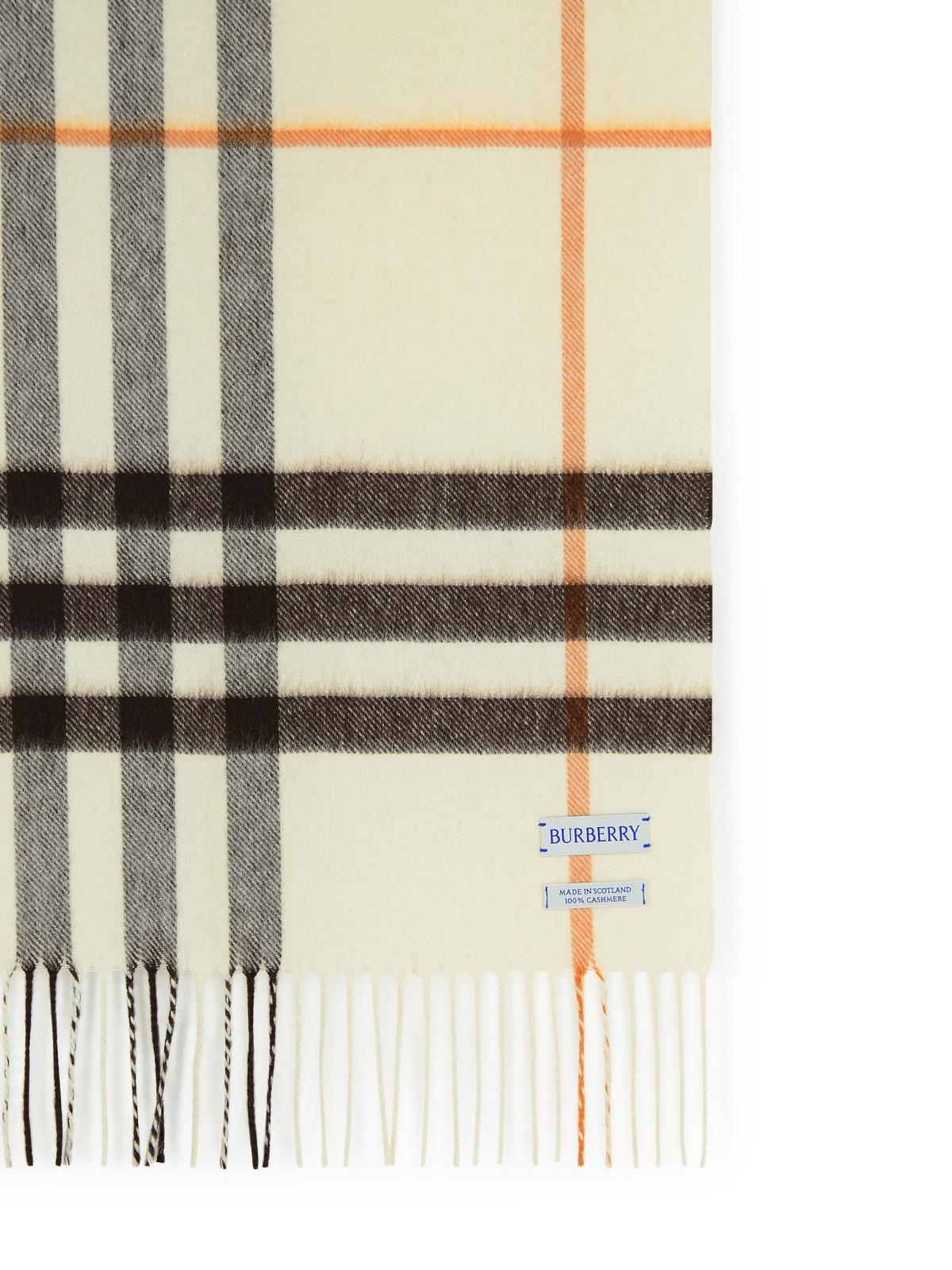 Burberry 'Mu Giant Check' White Cashmere Scarf Women BURBERRY