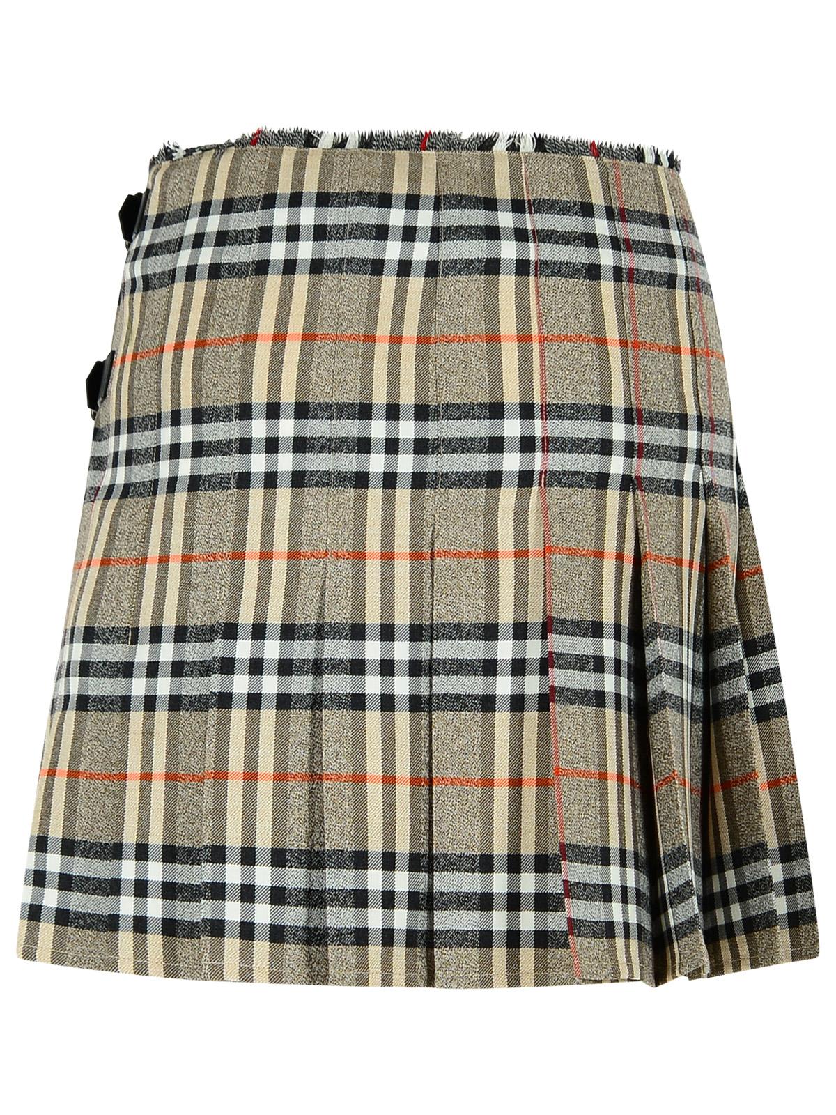 Burberry Grey Wool Mini Kilt Women BURBERRY