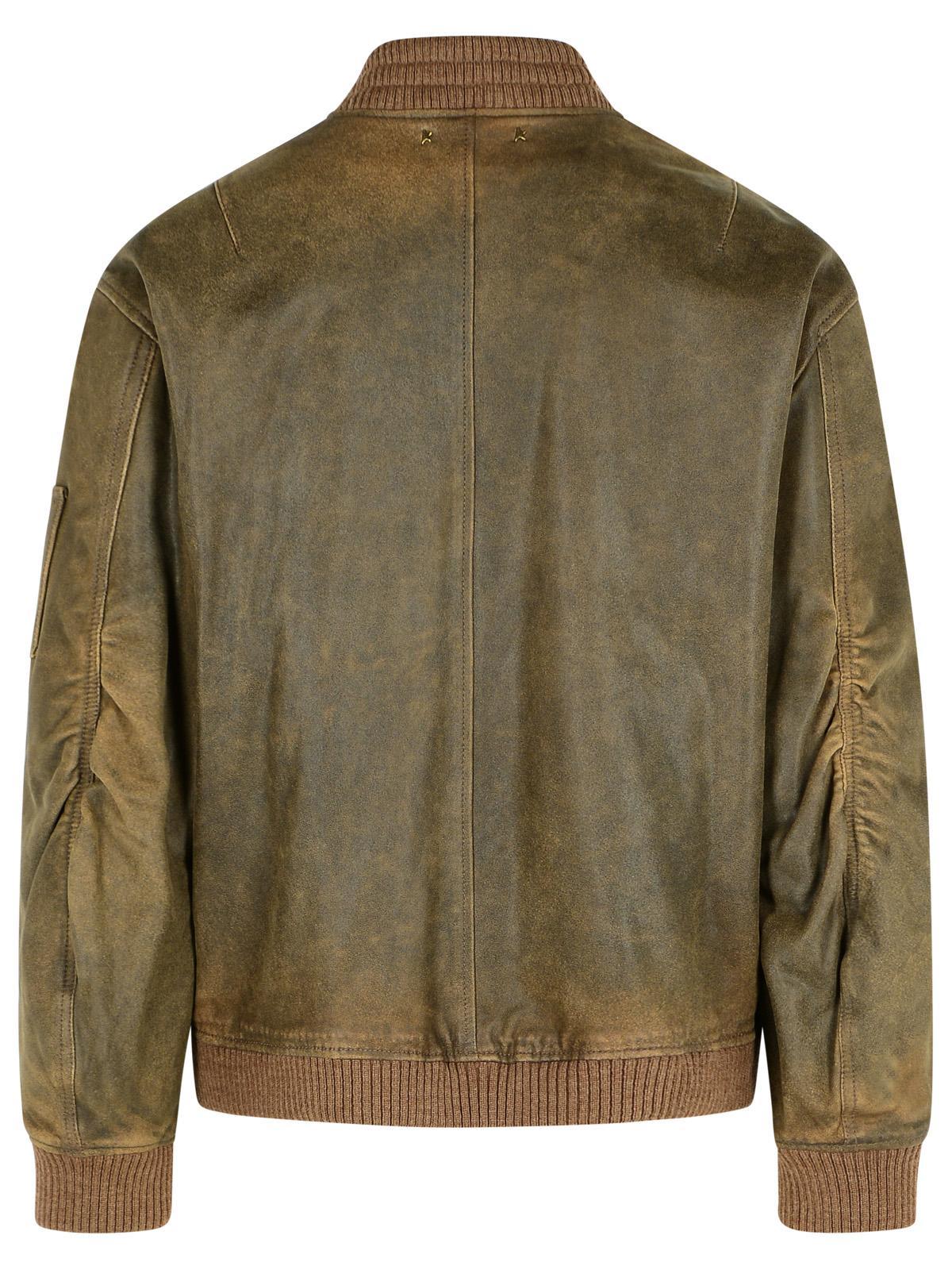 Golden Goose Brown Leather Jacket Men GOLDEN GOOSE