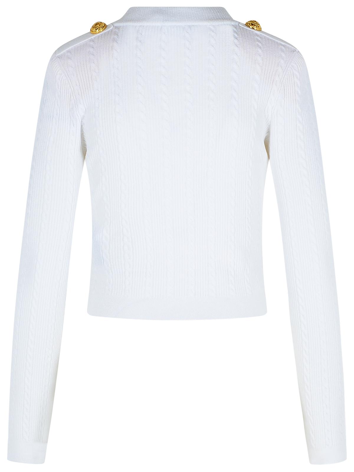 Balmain White Viscose Blend Cardigan Women BALMAIN