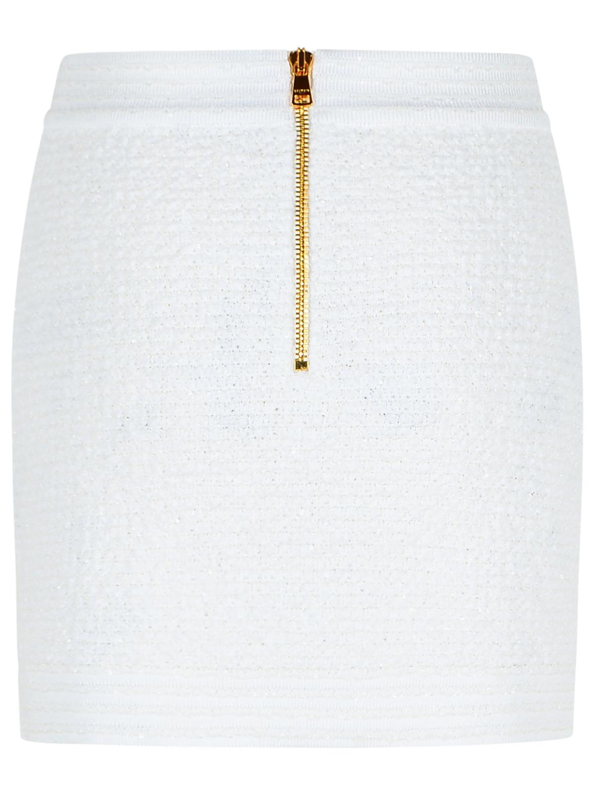 Balmain White Cotton Blend Miniskirt Women BALMAIN