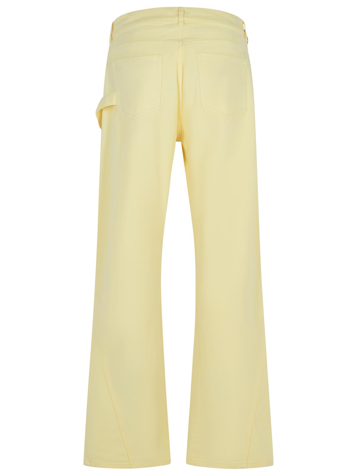 Jw Anderson Workwear' Cotton Pants With Yellow Twisted Leg Men J.W. ANDERSON
