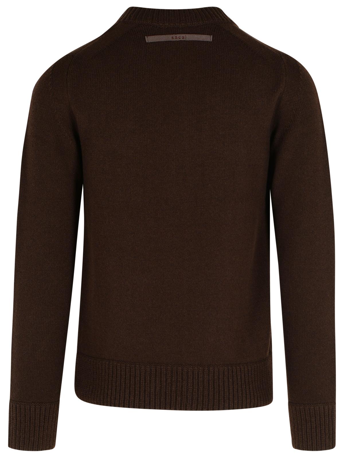 Sacai Brown Wool Sweater Men SACAI
