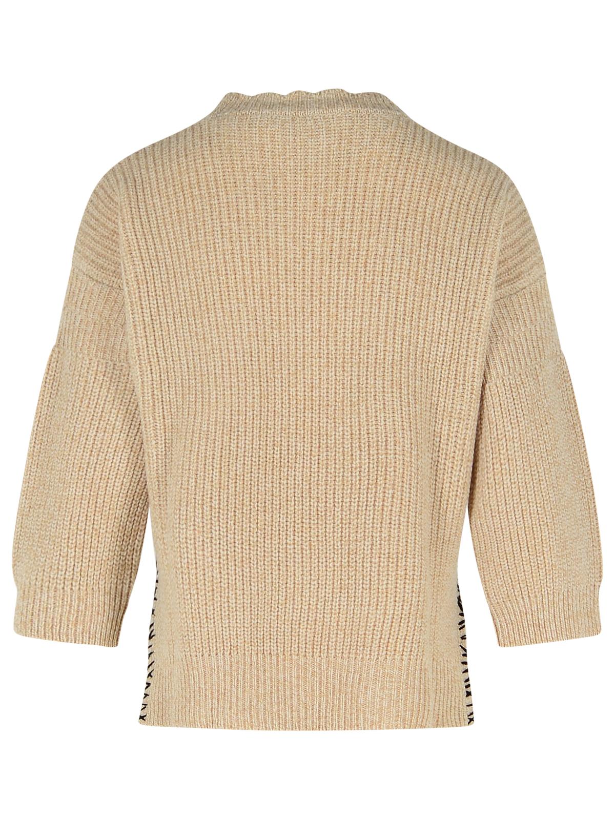 Marni Beige Mouliné Virgin Wool Sweater With 'Marni Mending' Embroidery Women MARNI