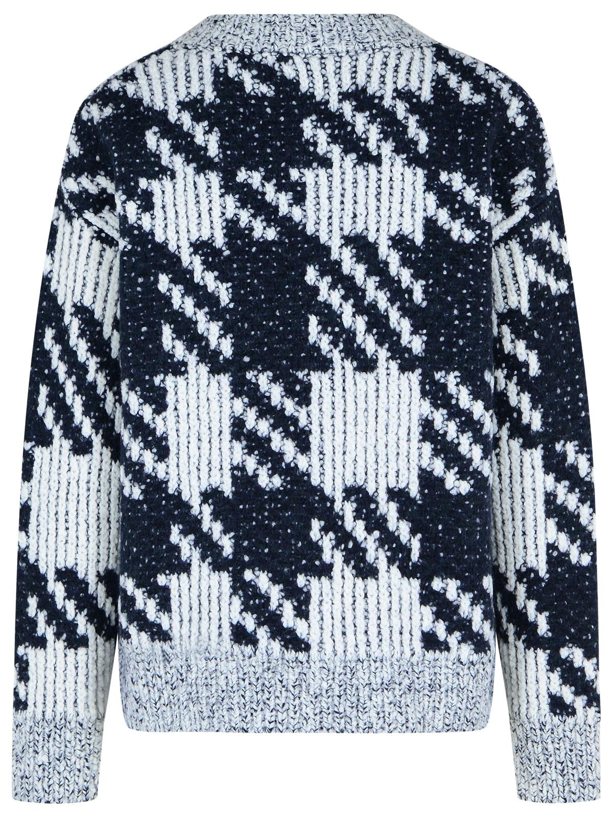 Dries Van Noten White And Navy 'Macao' Wool And Alpaca Sweater Men DRIES VAN NOTEN