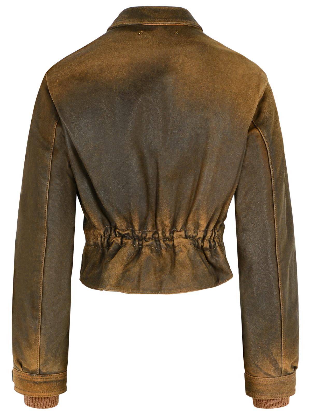 Golden Goose Brown Leather Jacket Women GOLDEN GOOSE