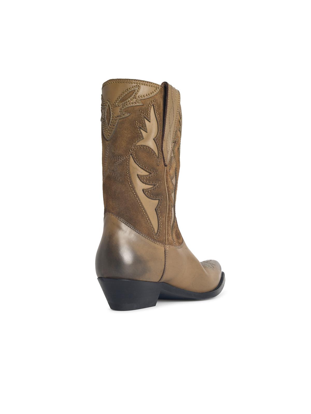 Golden Goose 'Wish Star Low' Khaki Leather Boots Women GOLDEN GOOSE