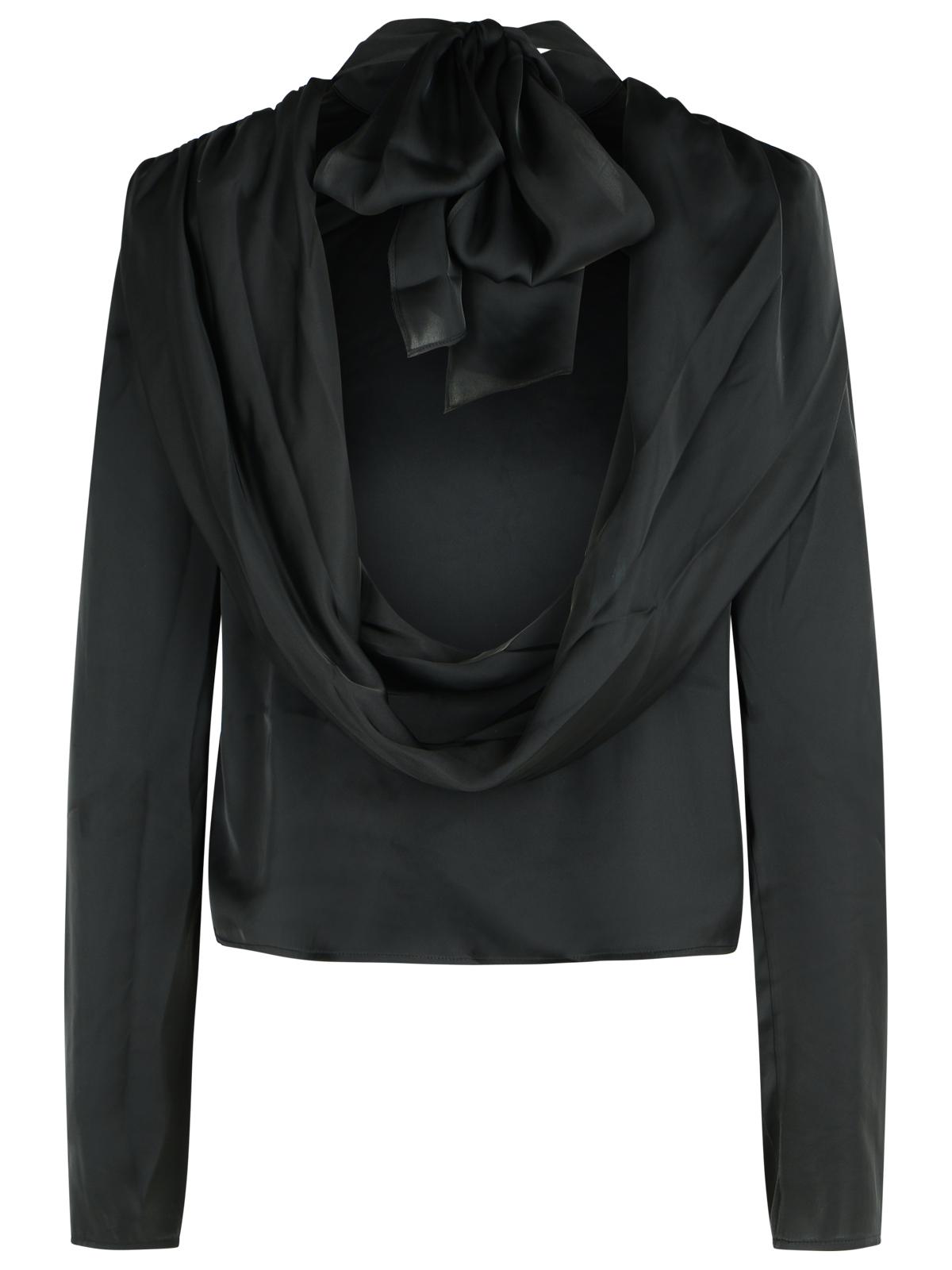 Rotate Draped Top In Black Polyester Women ROTATE