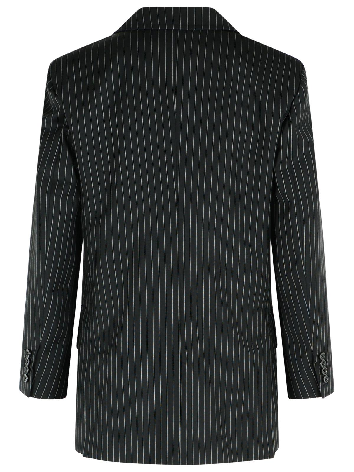Max Mara 'Mattia' Black White Pinstriped Virgin Wool Blazer Women MAX MARA