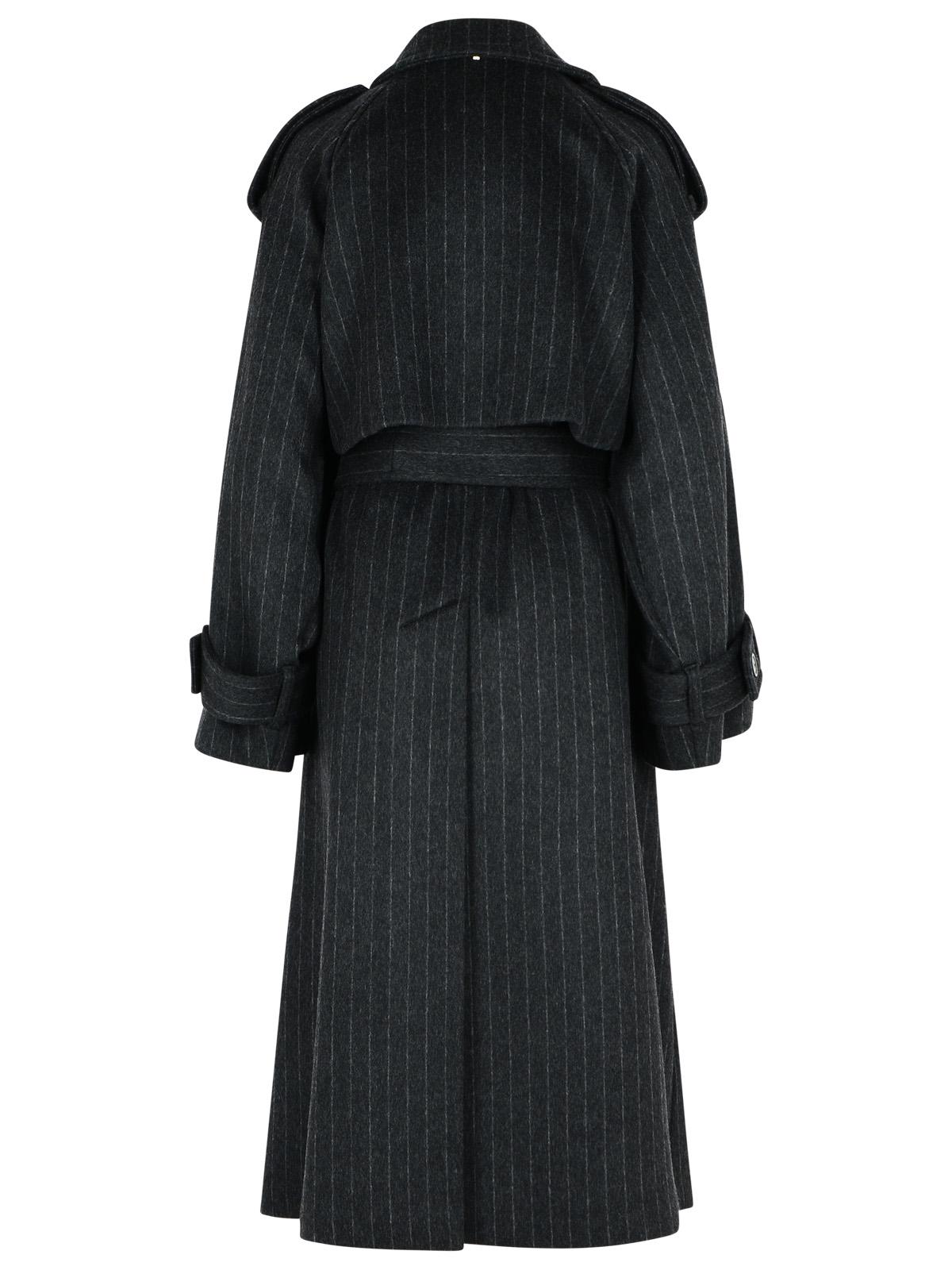Sportmax 'Arold' Pinstripe Trench Coat In Pure Anthracite Wool Women SPORTMAX