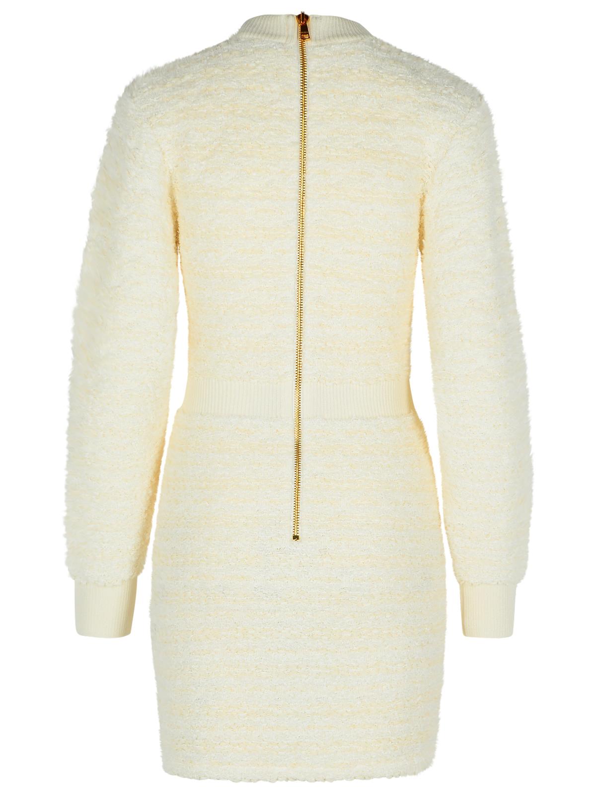 Balmain White Wool Blend Dress Women BALMAIN