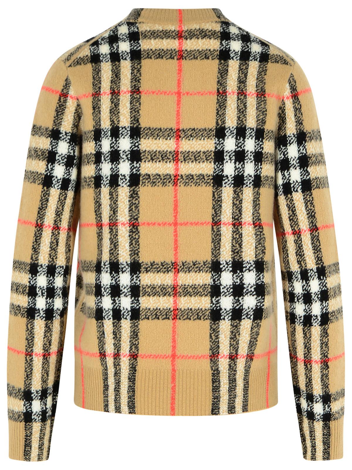 Burberry 'Constance Check' Beige Cashmere And Wool Sweater Women BURBERRY